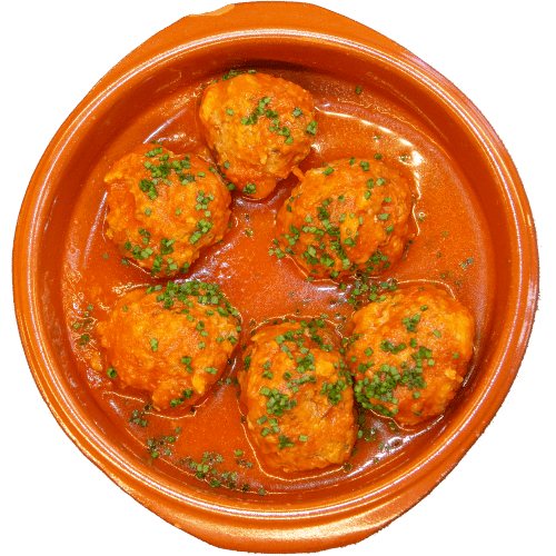 Albondigas kødboller i tomat i spansk tapas restaurant i københavn